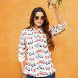 Bloom Cream Design Cotton Women Shirt - John Ellies