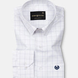 Taner Navy Blue Cotton Check Shirt - John Ellies