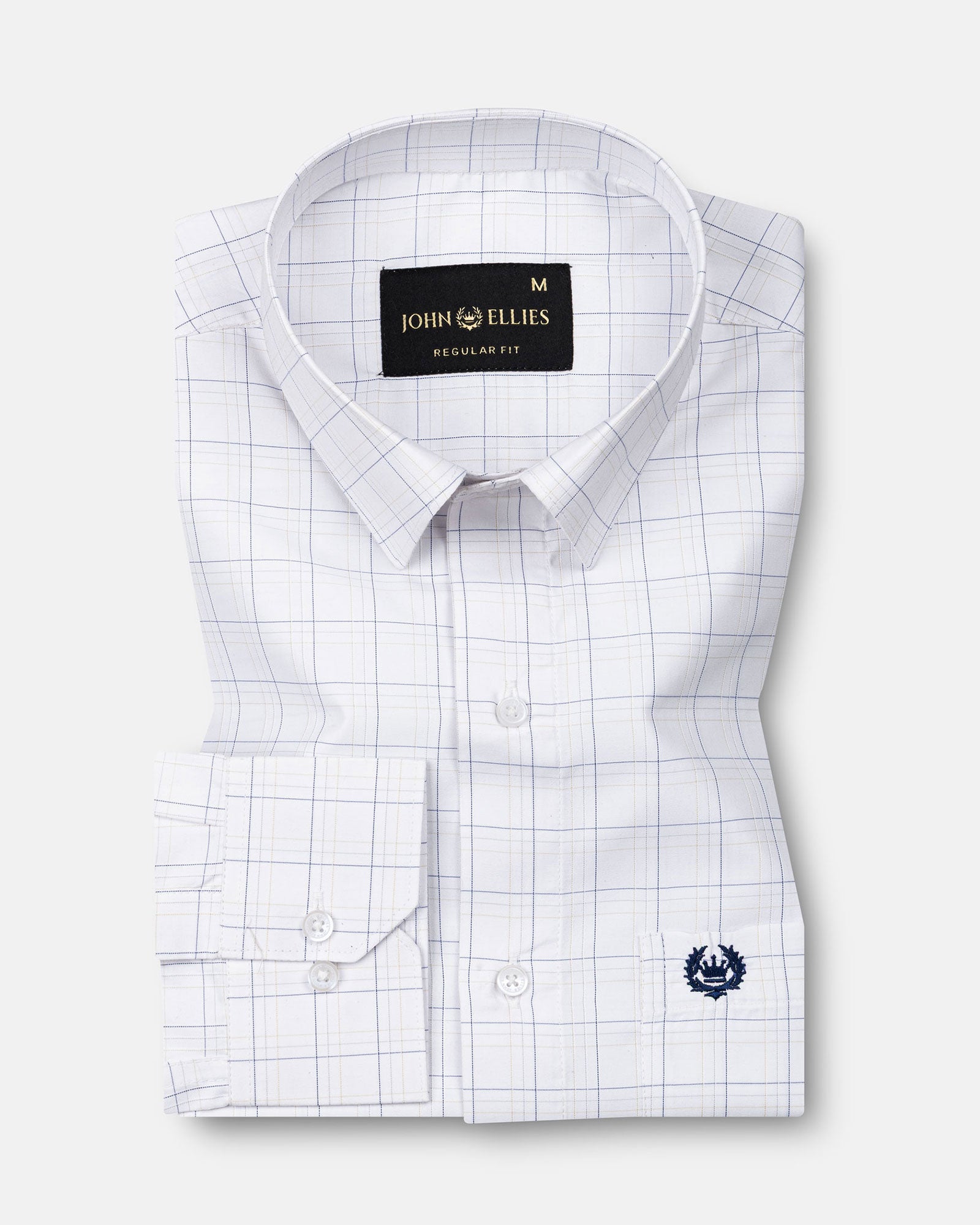 Taner Navy Blue Cotton Check Shirt - John Ellies