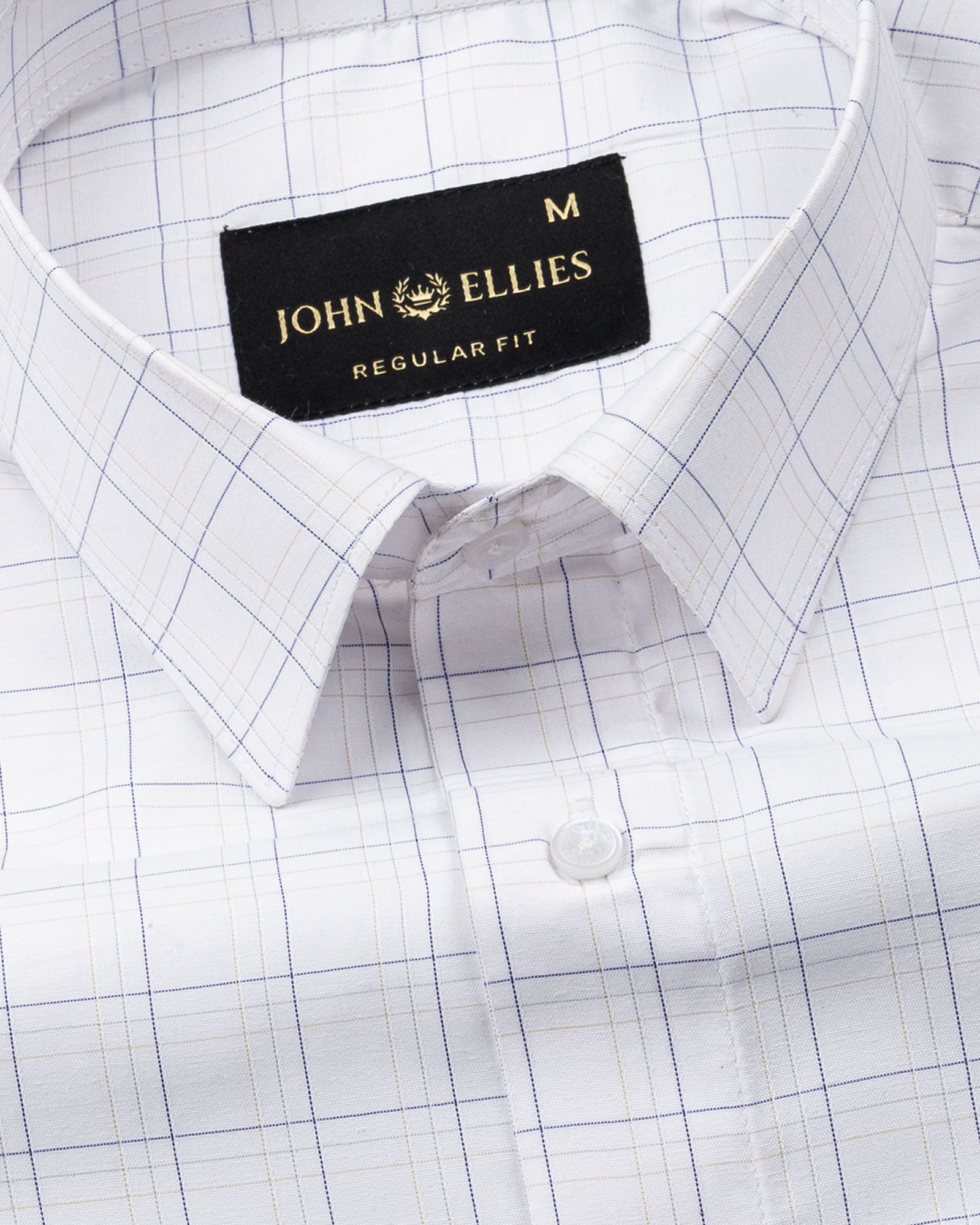 Taner Navy Blue Cotton Check Shirt - John Ellies