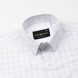 Taner Navy Blue Cotton Check Shirt - John Ellies