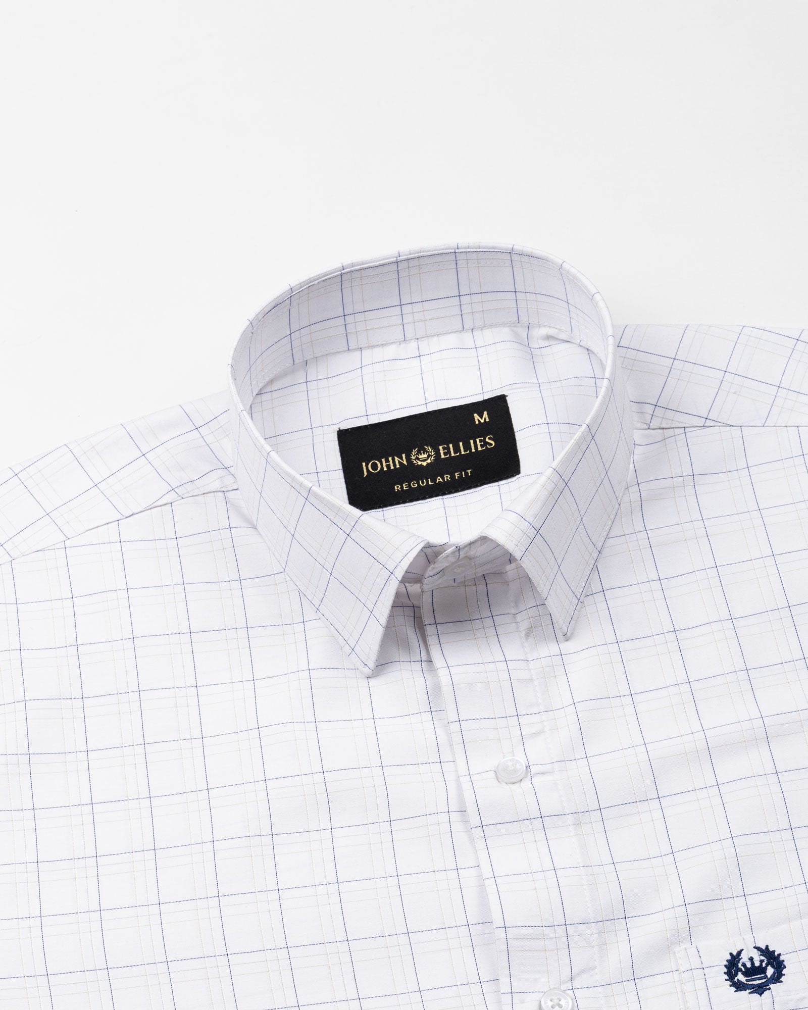 Taner Navy Blue Cotton Check Shirt - John Ellies