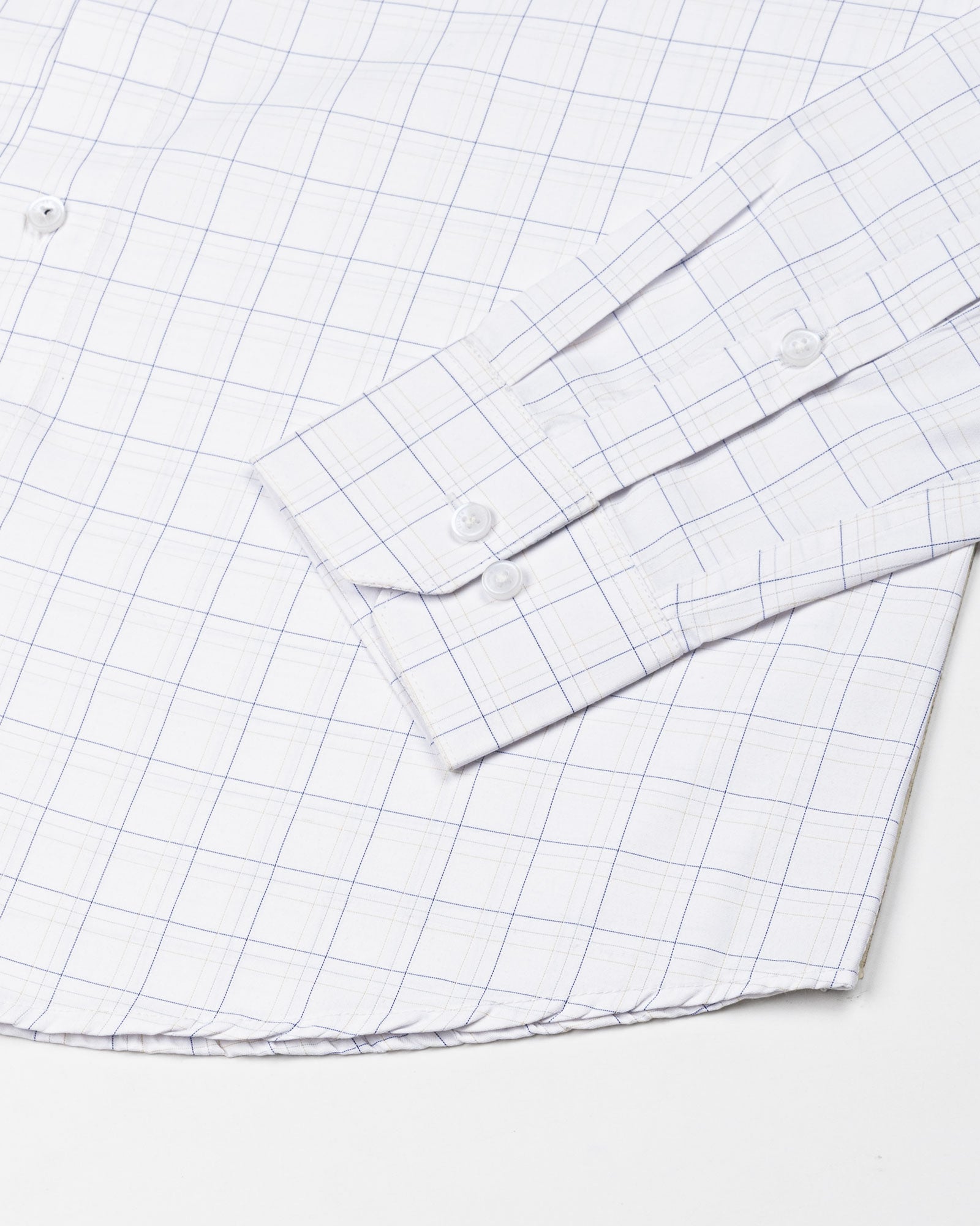 Taner Navy Blue Cotton Check Shirt - John Ellies