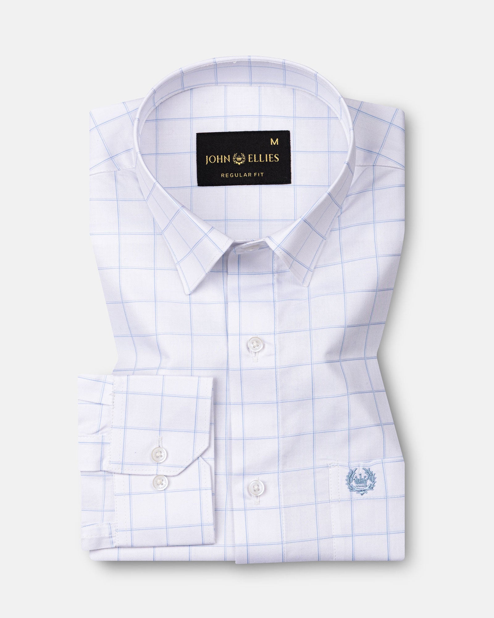 Taner Sky Blue Cotton Check Shirt - John Ellies