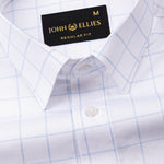 Taner Sky Blue Cotton Check Shirt - John Ellies