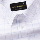 Taner Sky Blue Cotton Check Shirt - John Ellies