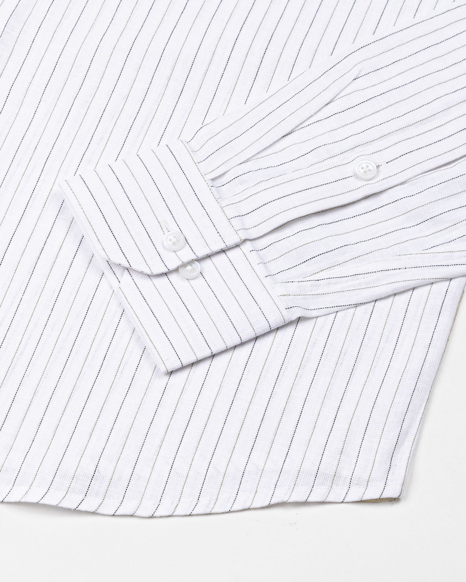 Solak Olive Stripe Linen Shirt - John Ellies