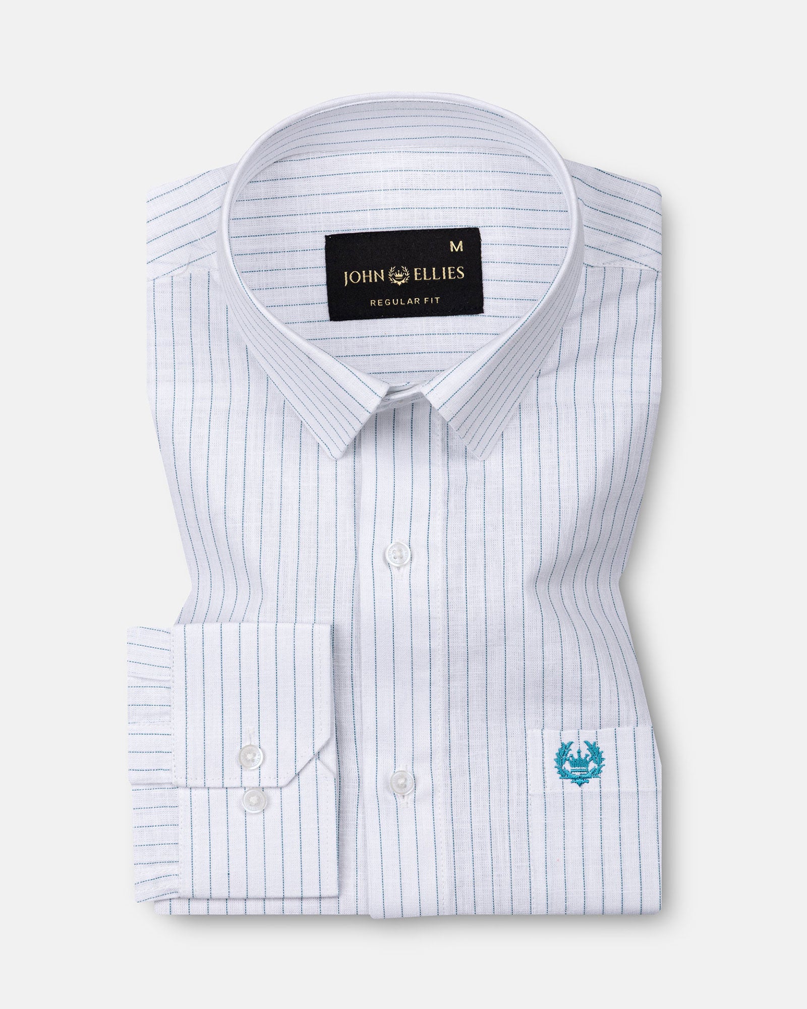 Solak Teal Stripe Linen Shirt - John Ellies