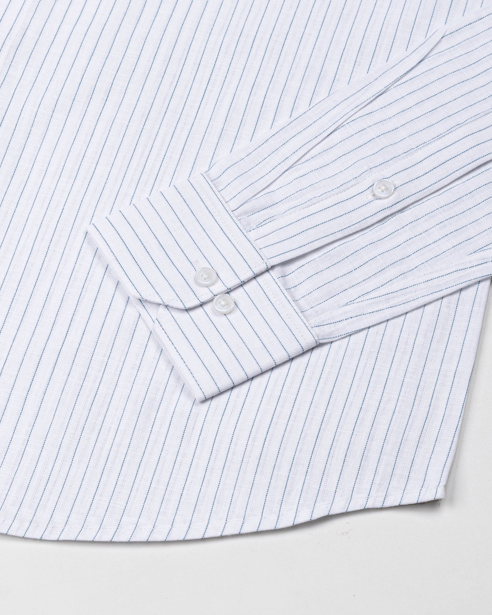 Solak Teal Stripe Linen Shirt - John Ellies