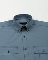 Xenors Steel Blue Plain Double Pocket Cotton Shirt