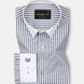 Cadenc Grey White Cuff Collar Cotton Stripes Shirt - John Ellies