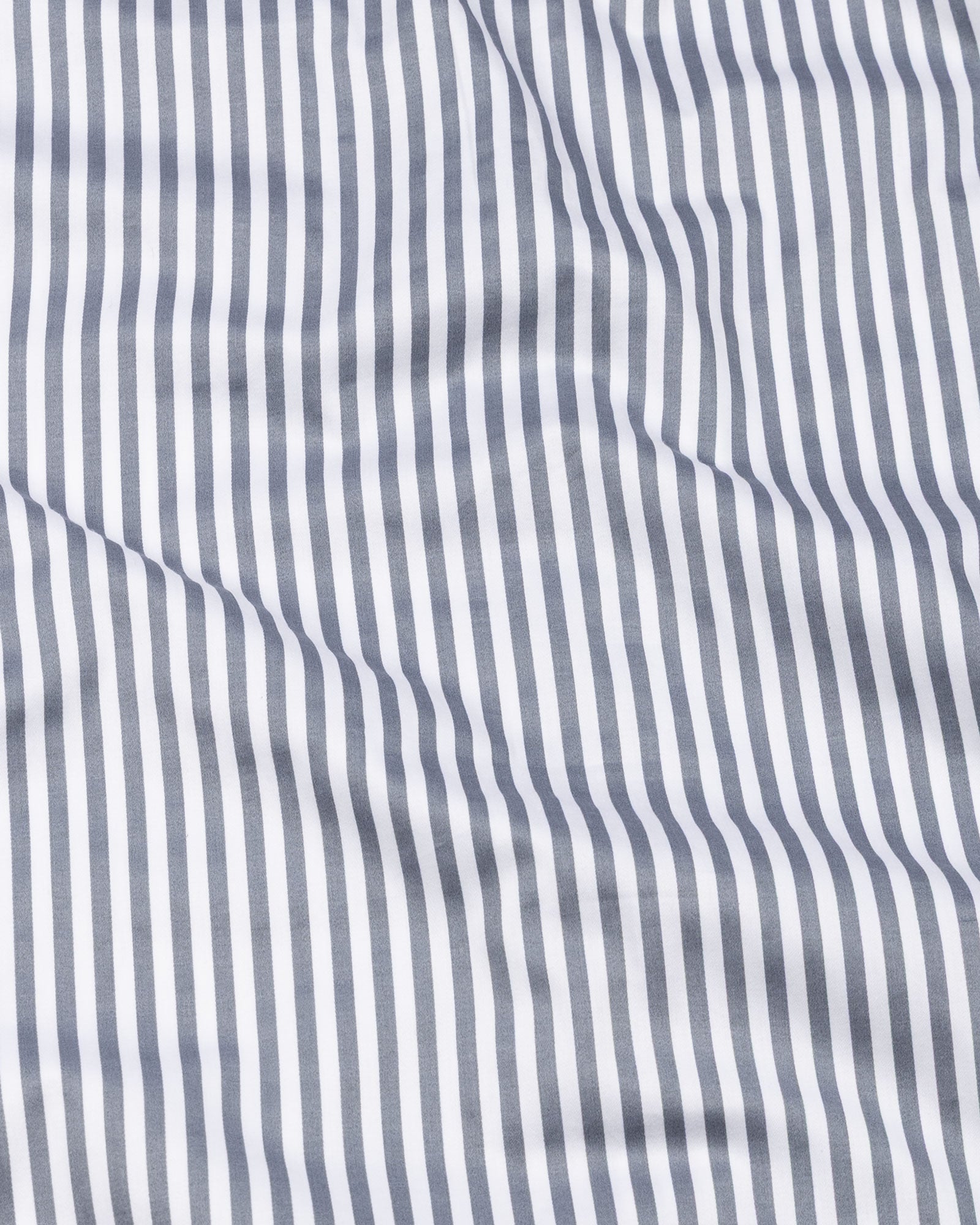 Cadenc Grey White Cuff Collar Cotton Stripes Shirt - John Ellies