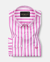 Holend Pink Premium Cotton Stripes Shirt