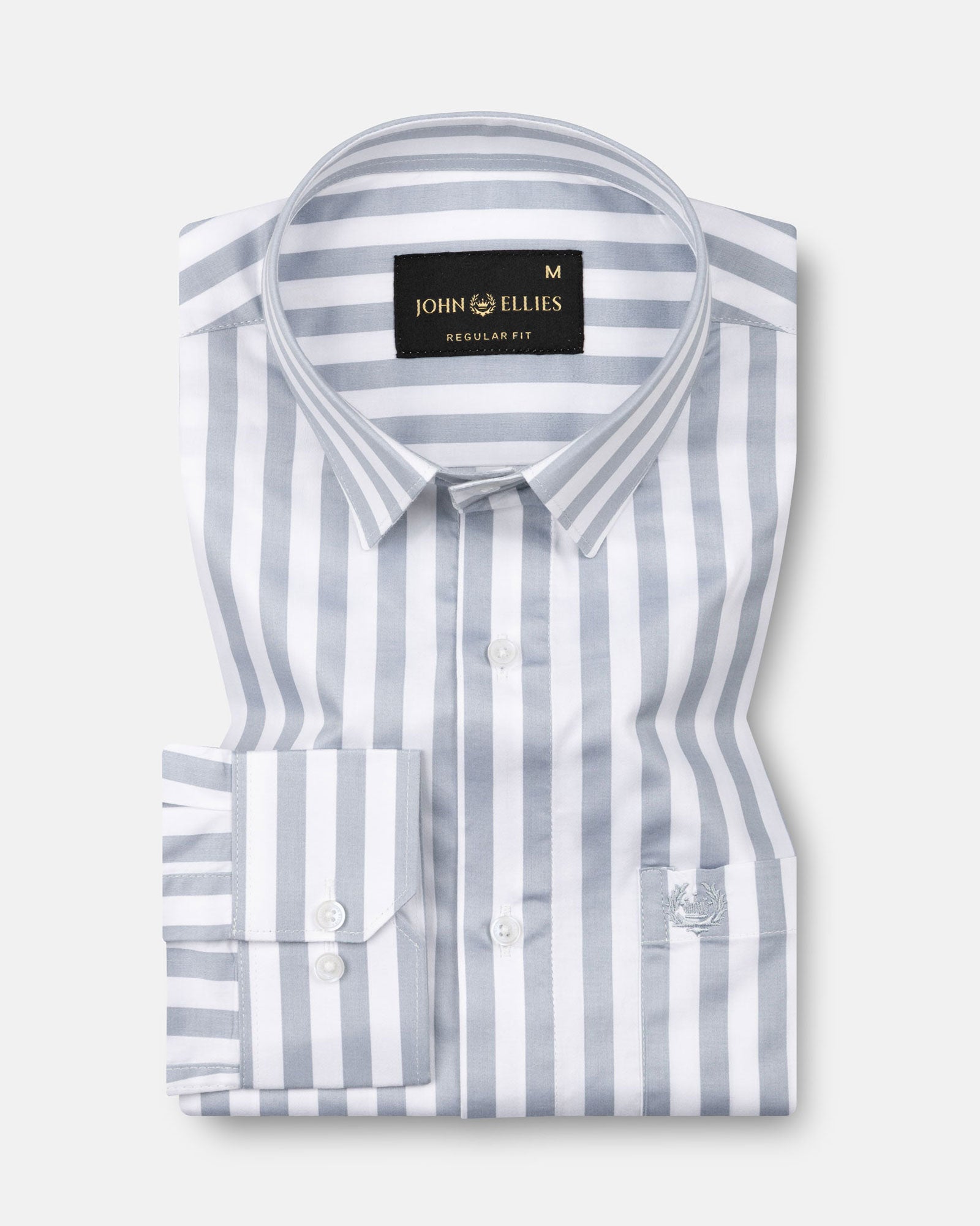 Holend Silver Premium Cotton Stripes Shirt - John Ellies