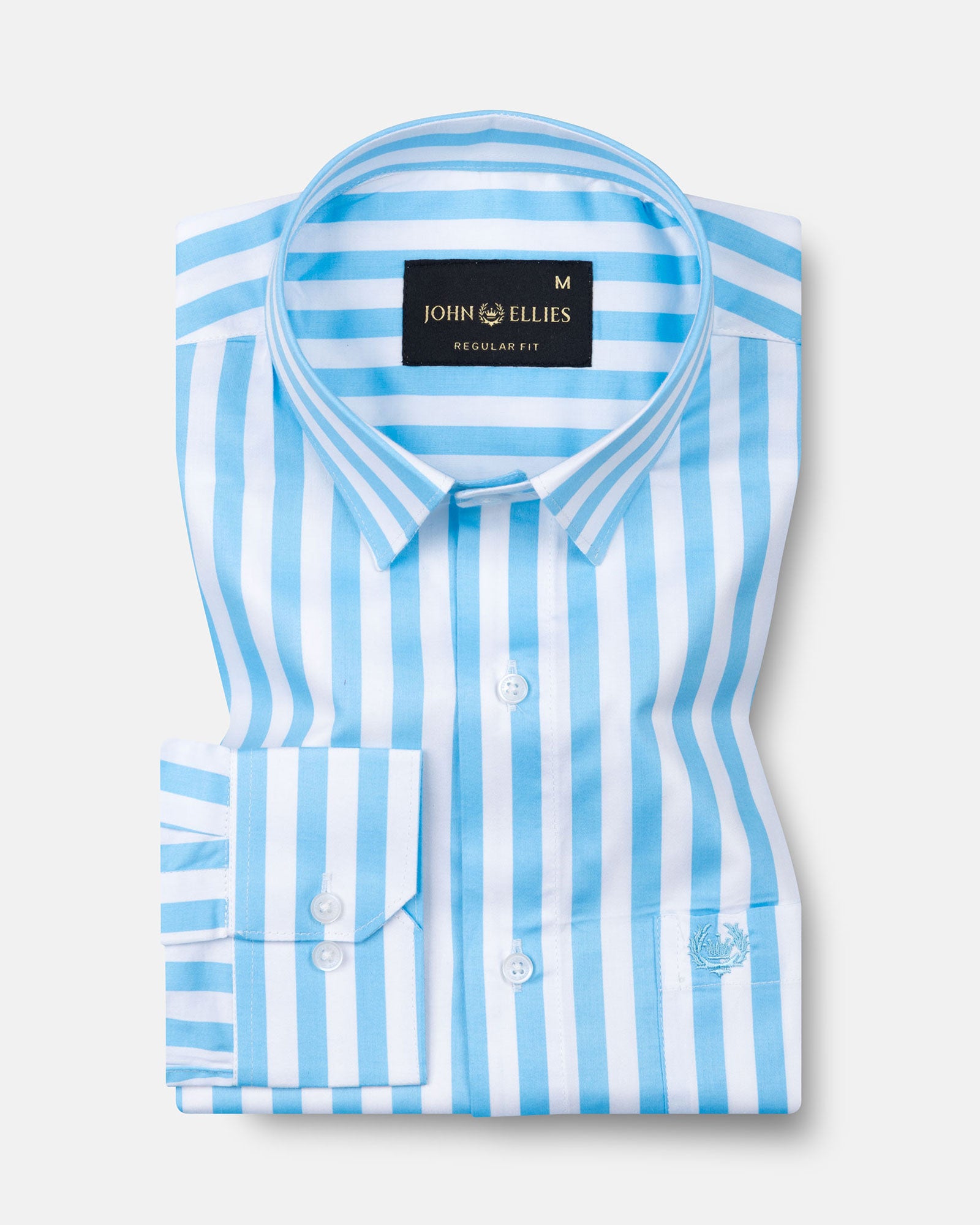 Holend Sky Blue Premium Cotton Stripes Shirt - John Ellies