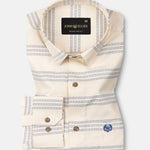 Axier Navy Blue Cotton Stripe Shirt - John Ellies