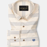 Axier Navy Blue Cotton Stripe Shirt - John Ellies