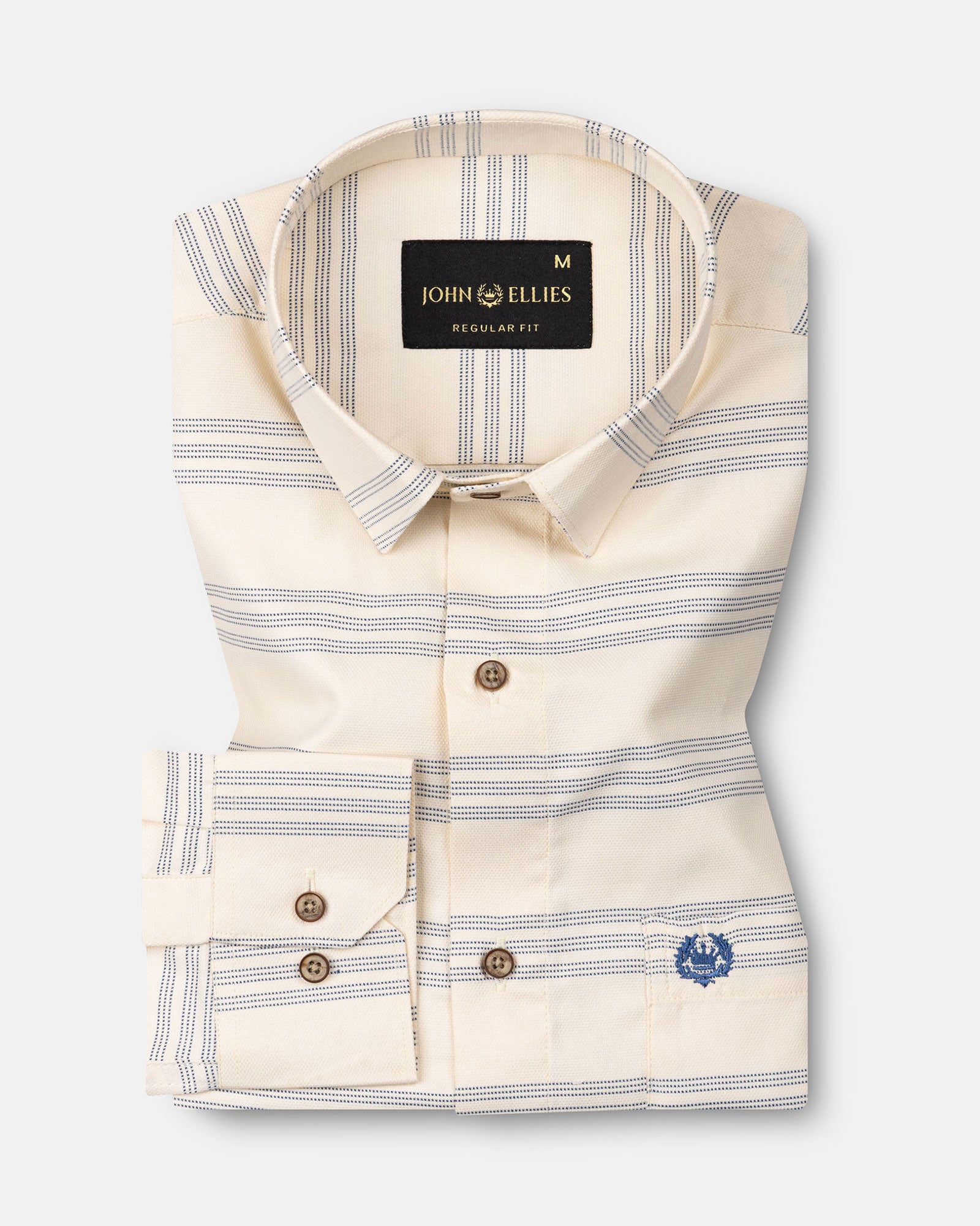 Axier Navy Blue Cotton Stripe Shirt - John Ellies