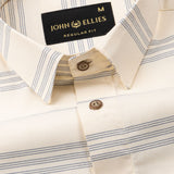 Axier Navy Blue Cotton Stripe Shirt - John Ellies