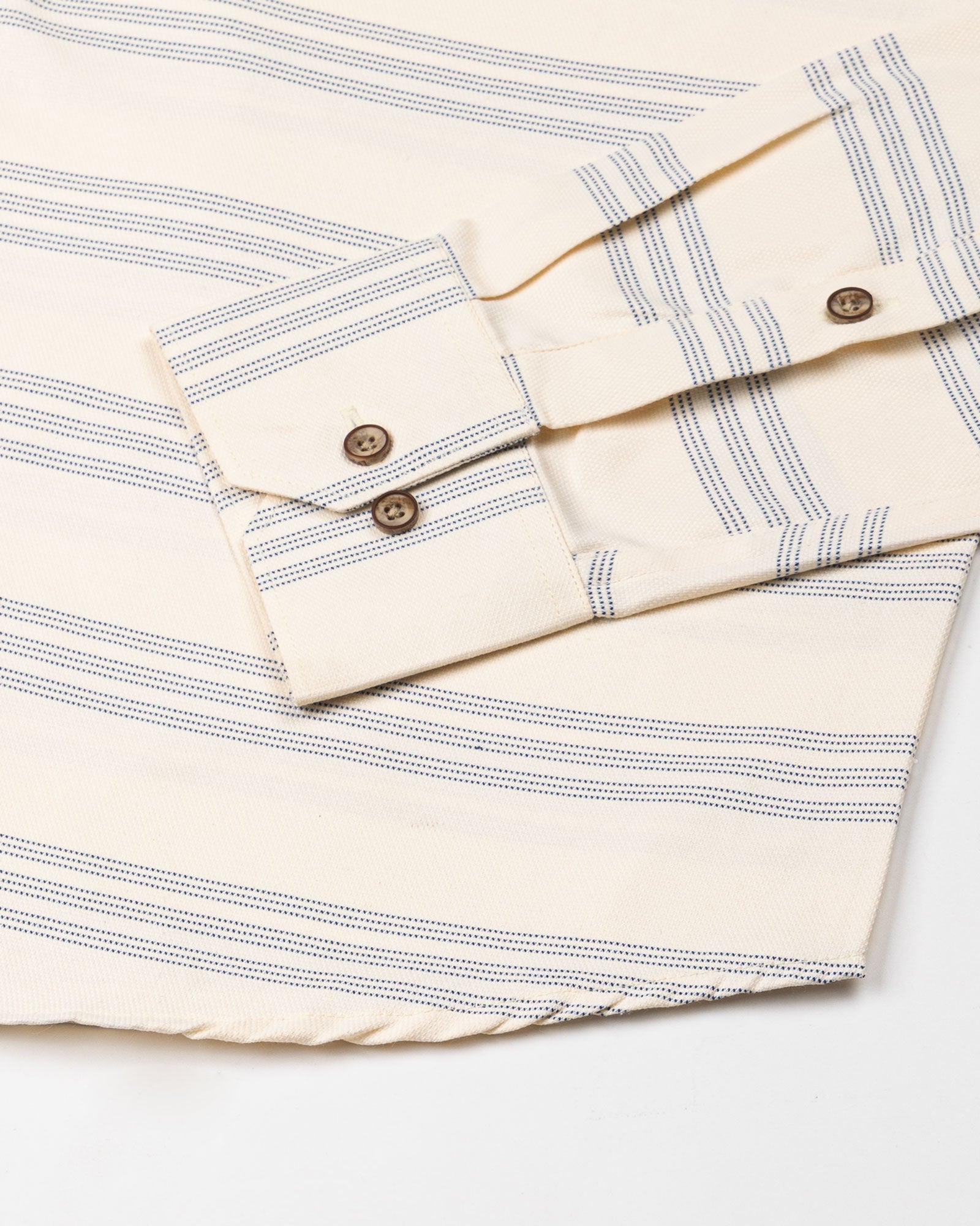 Axier Navy Blue Cotton Stripe Shirt - John Ellies