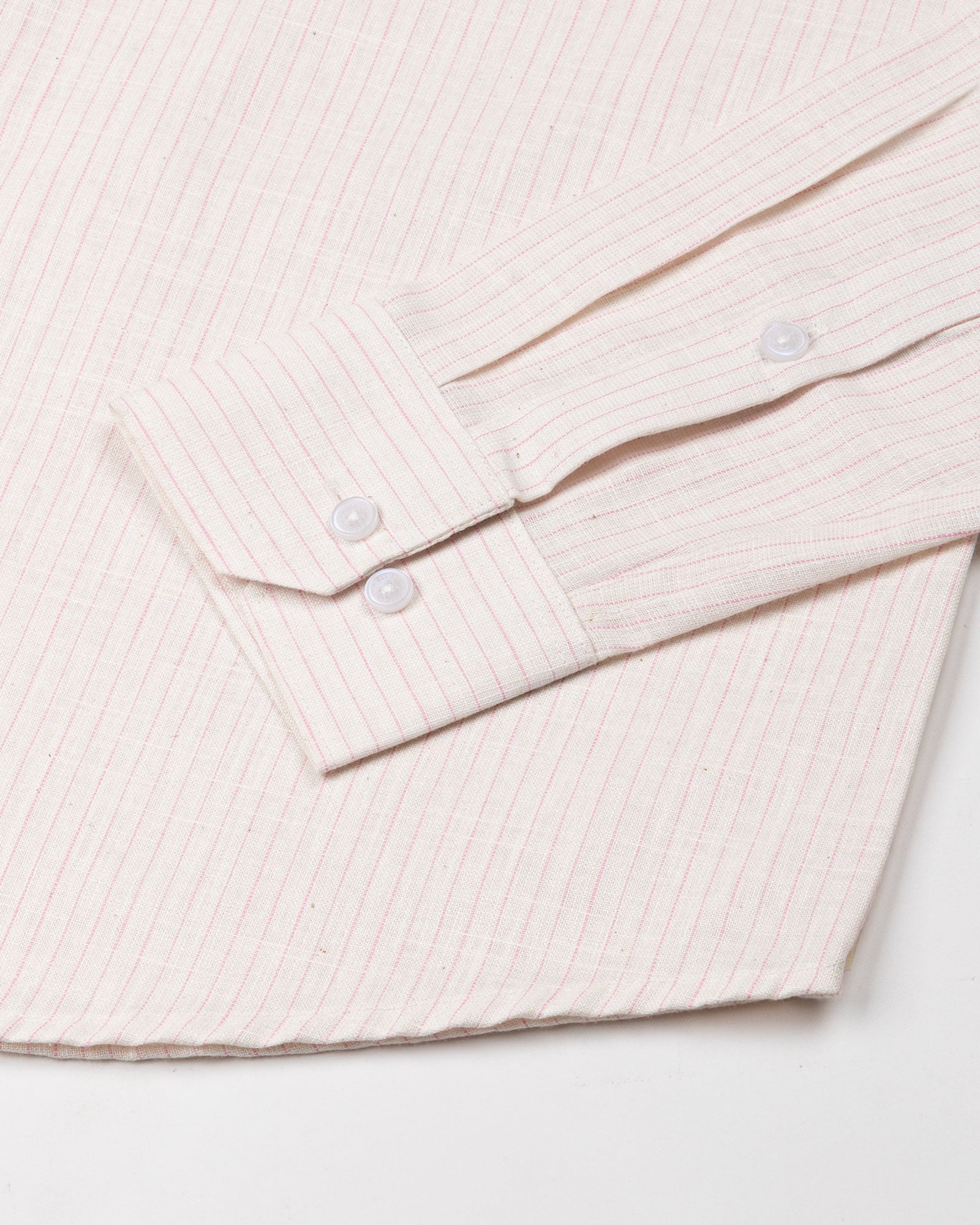 Flubie White Stripe Button Down Linen Shirt - John Ellies
