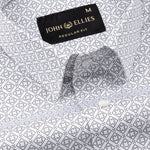 Alvin White Cotton Geometric Printed Shirt - John Ellies