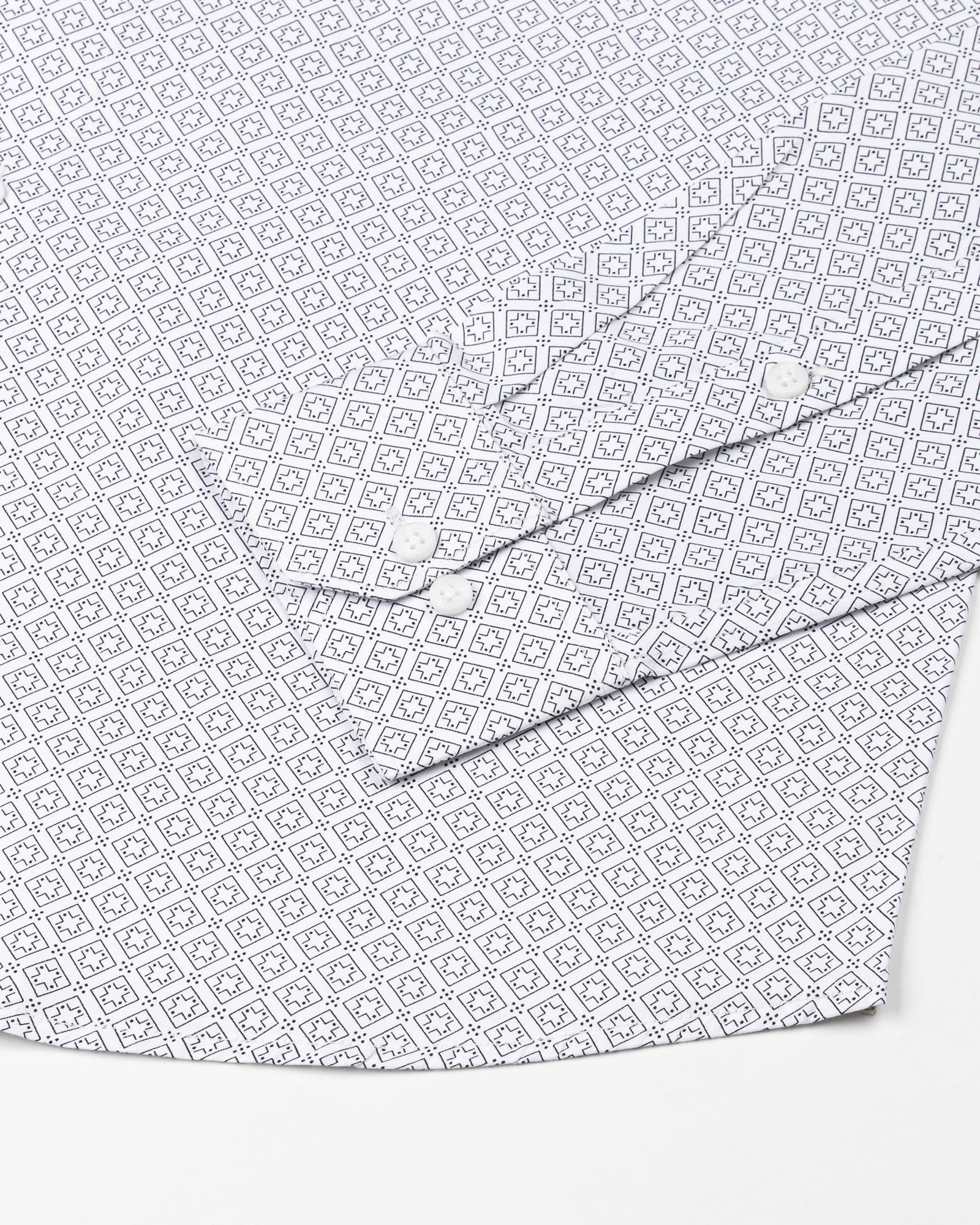 Alvin White Cotton Geometric Printed Shirt - John Ellies