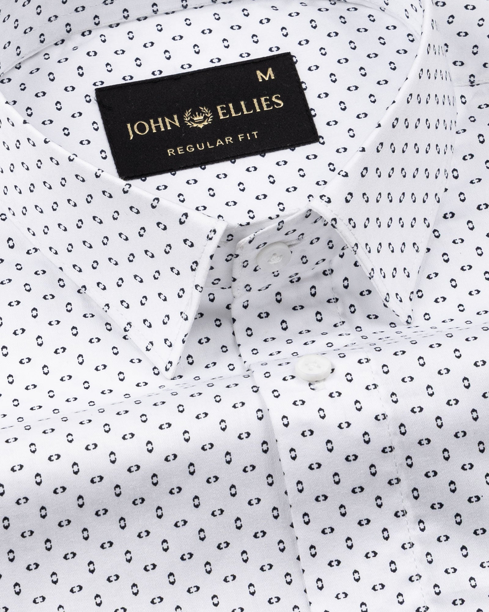 Alvin White Cotton Chain Dot Geometric Printed Shirt - John Ellies