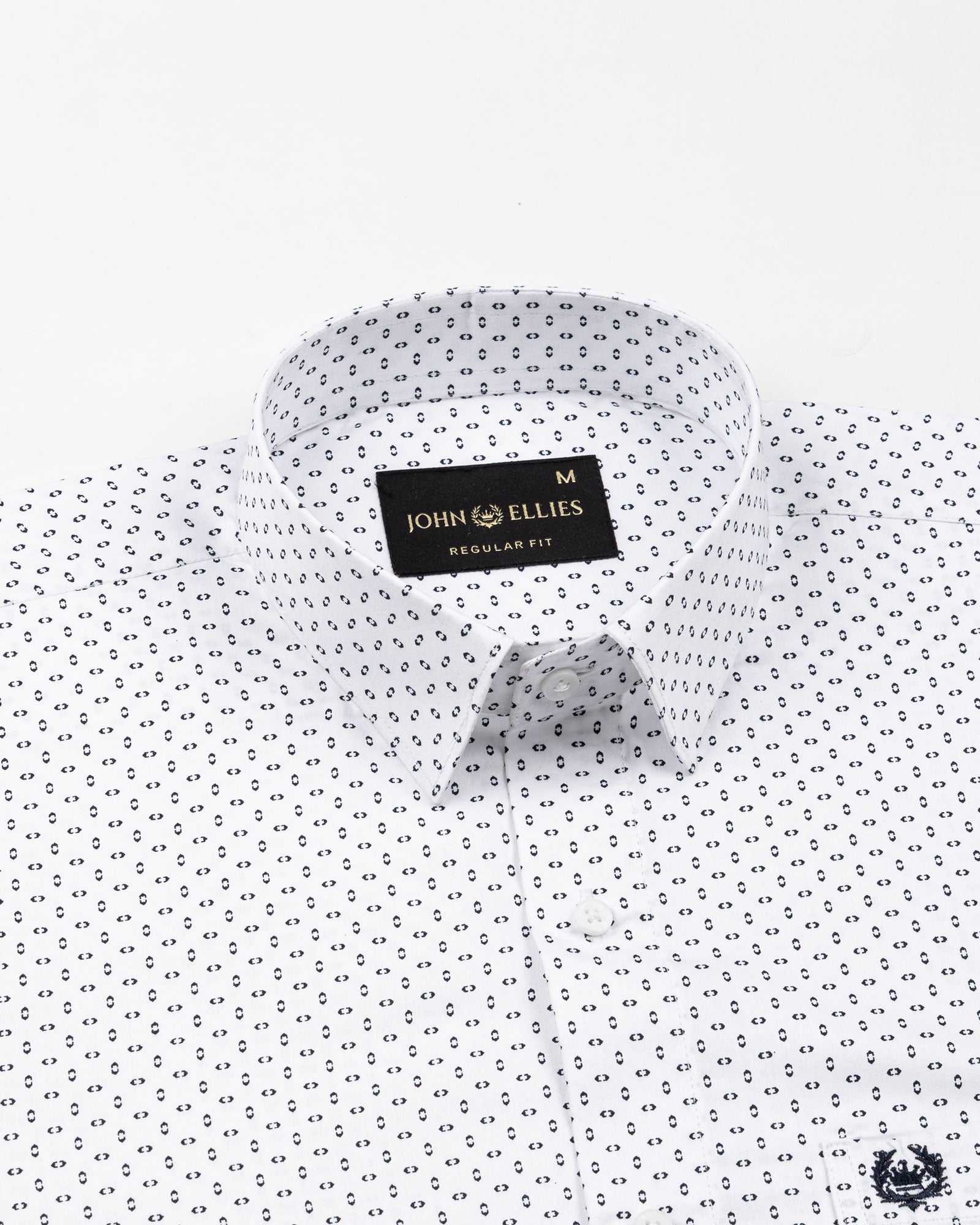 Alvin White Cotton Chain Dot Geometric Printed Shirt - John Ellies