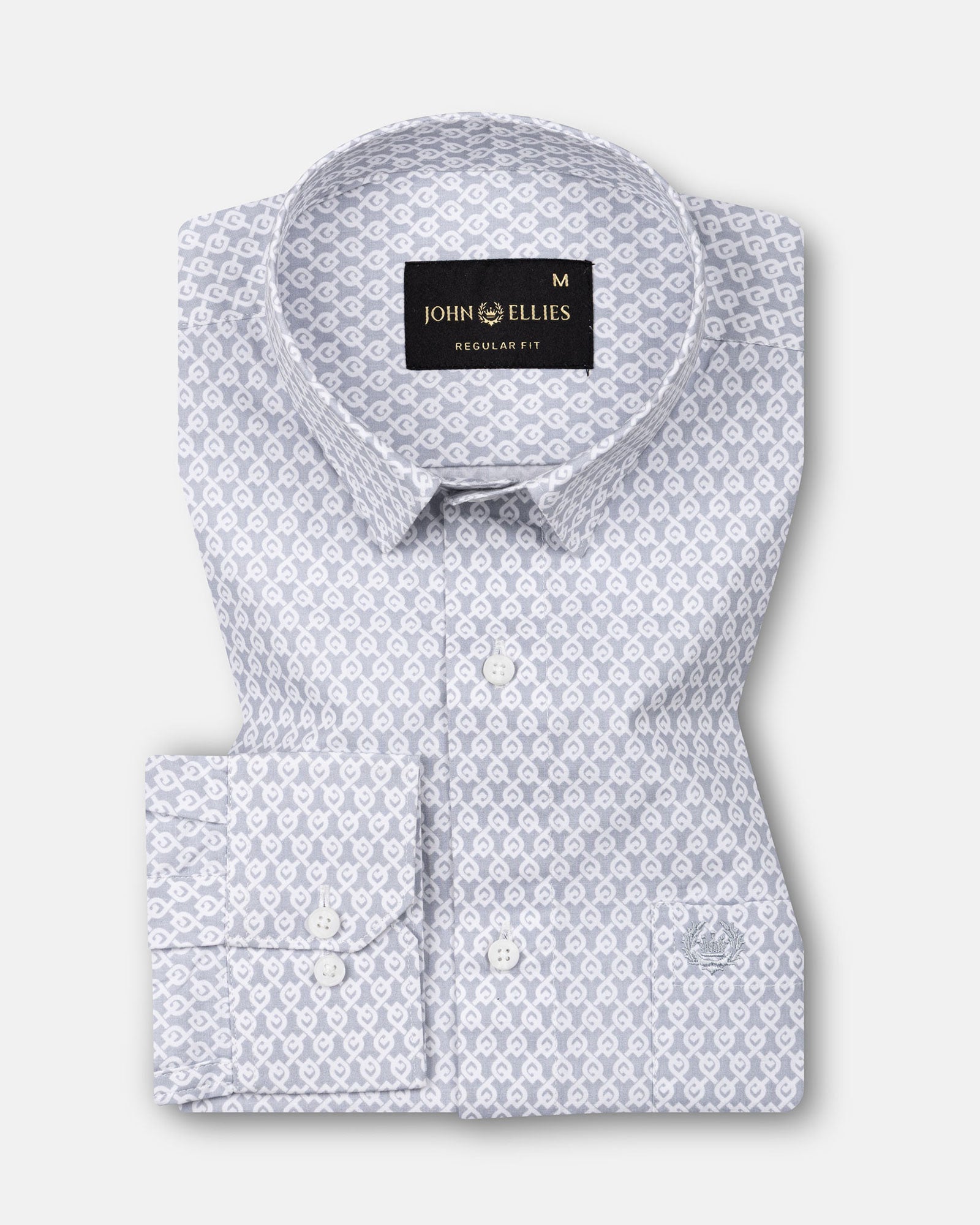 Alvin Grey Cotton Printed Shirt - John Ellies