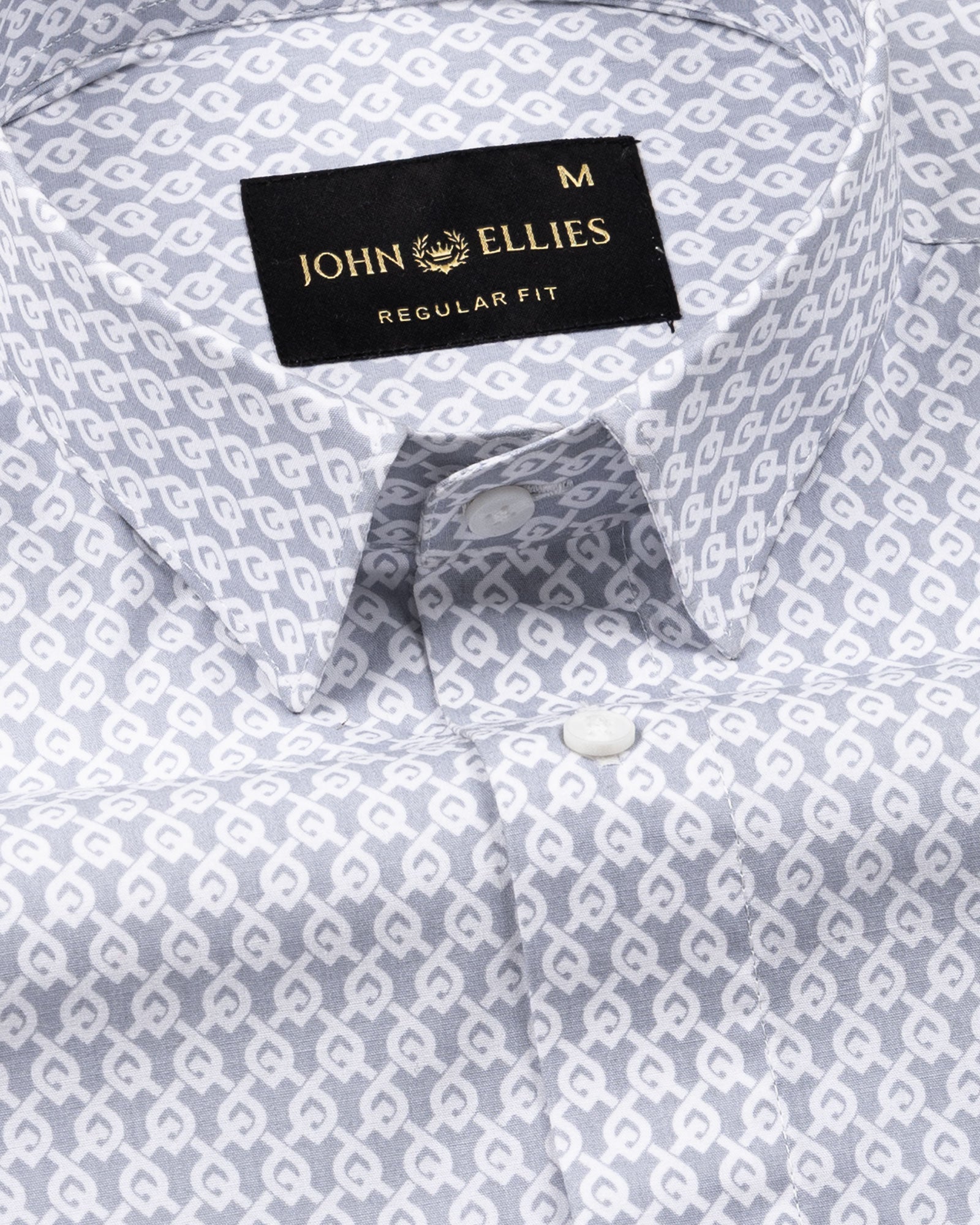 Alvin Grey Cotton Printed Shirt - John Ellies