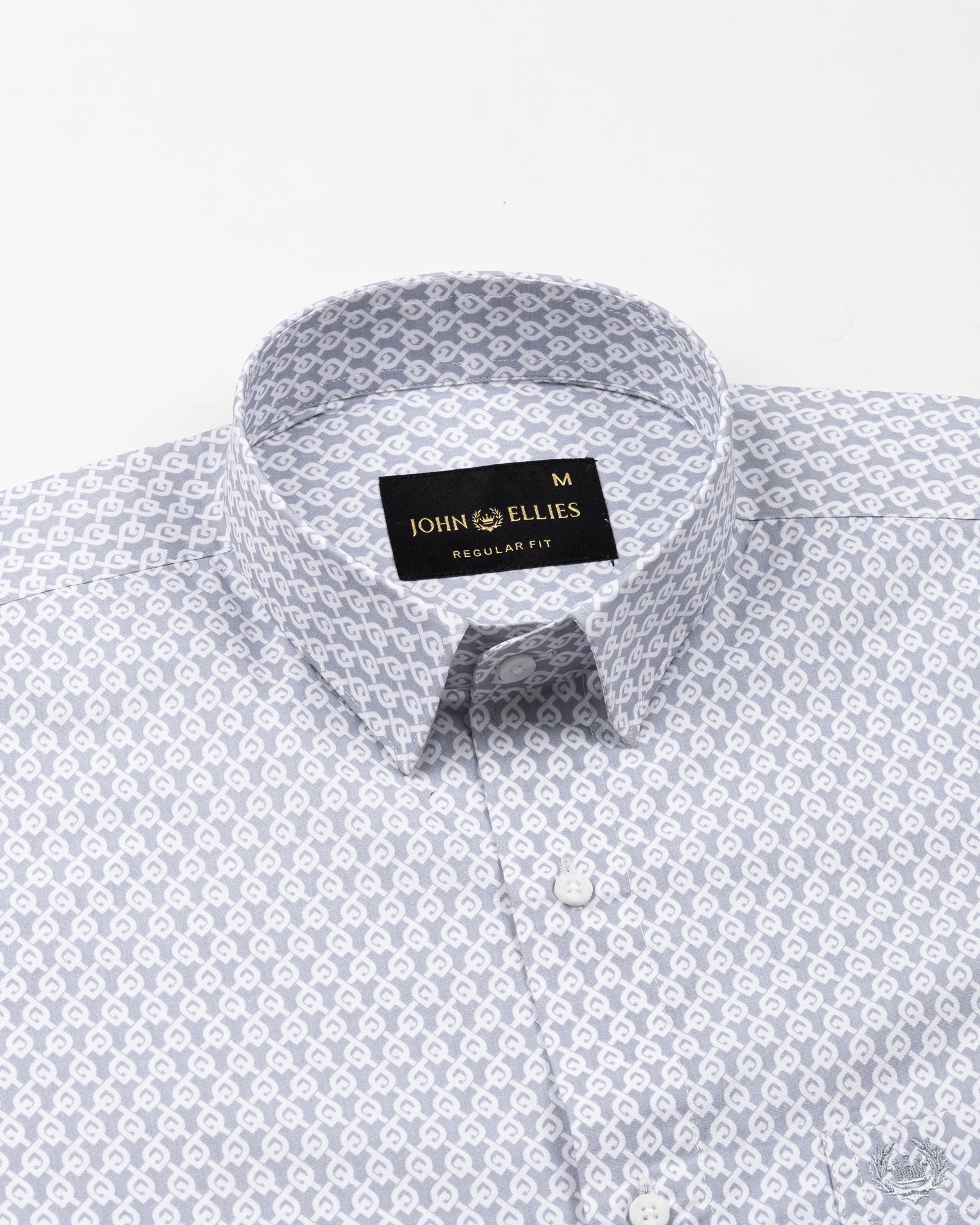 Alvin Grey Cotton Printed Shirt - John Ellies