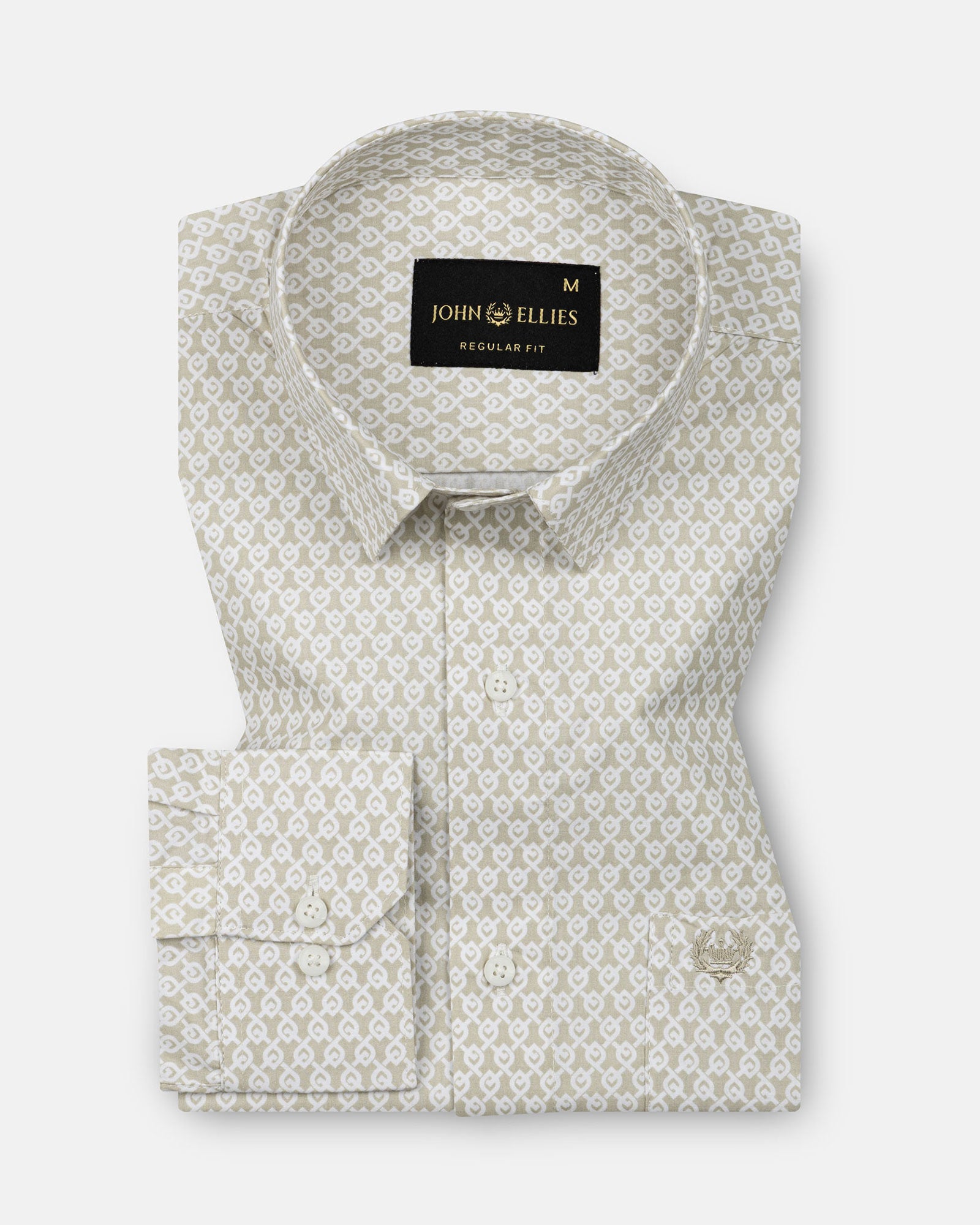 Alvin Olive Cotton Printed Shirt - John Ellies