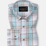 James Sky Blue Check Linen Shirt - John Ellies
