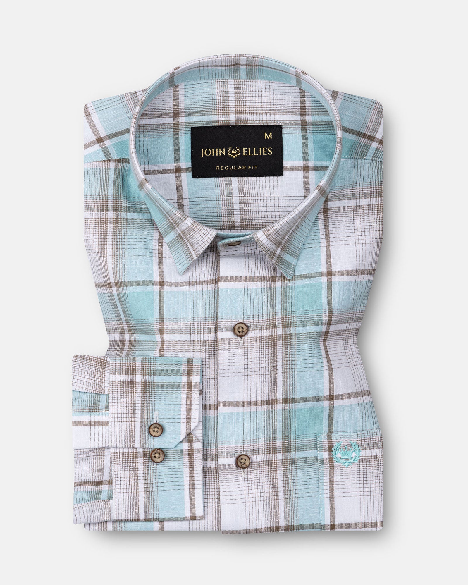 James Sky Blue Check Linen Shirt - John Ellies
