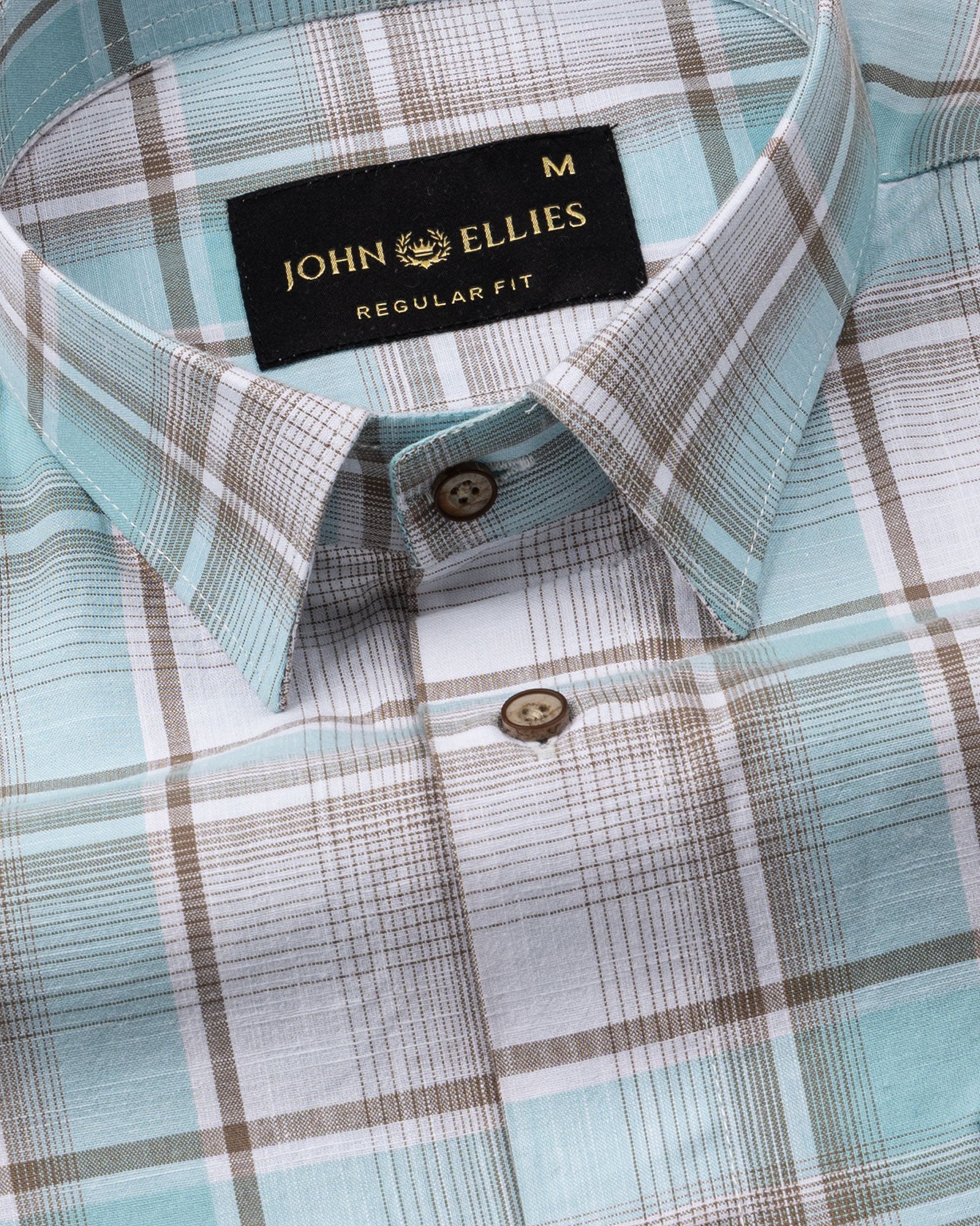 James Sky Blue Check Linen Shirt - John Ellies