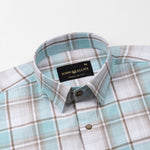 James Sky Blue Check Linen Shirt - John Ellies