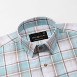 James Sky Blue Check Linen Shirt - John Ellies