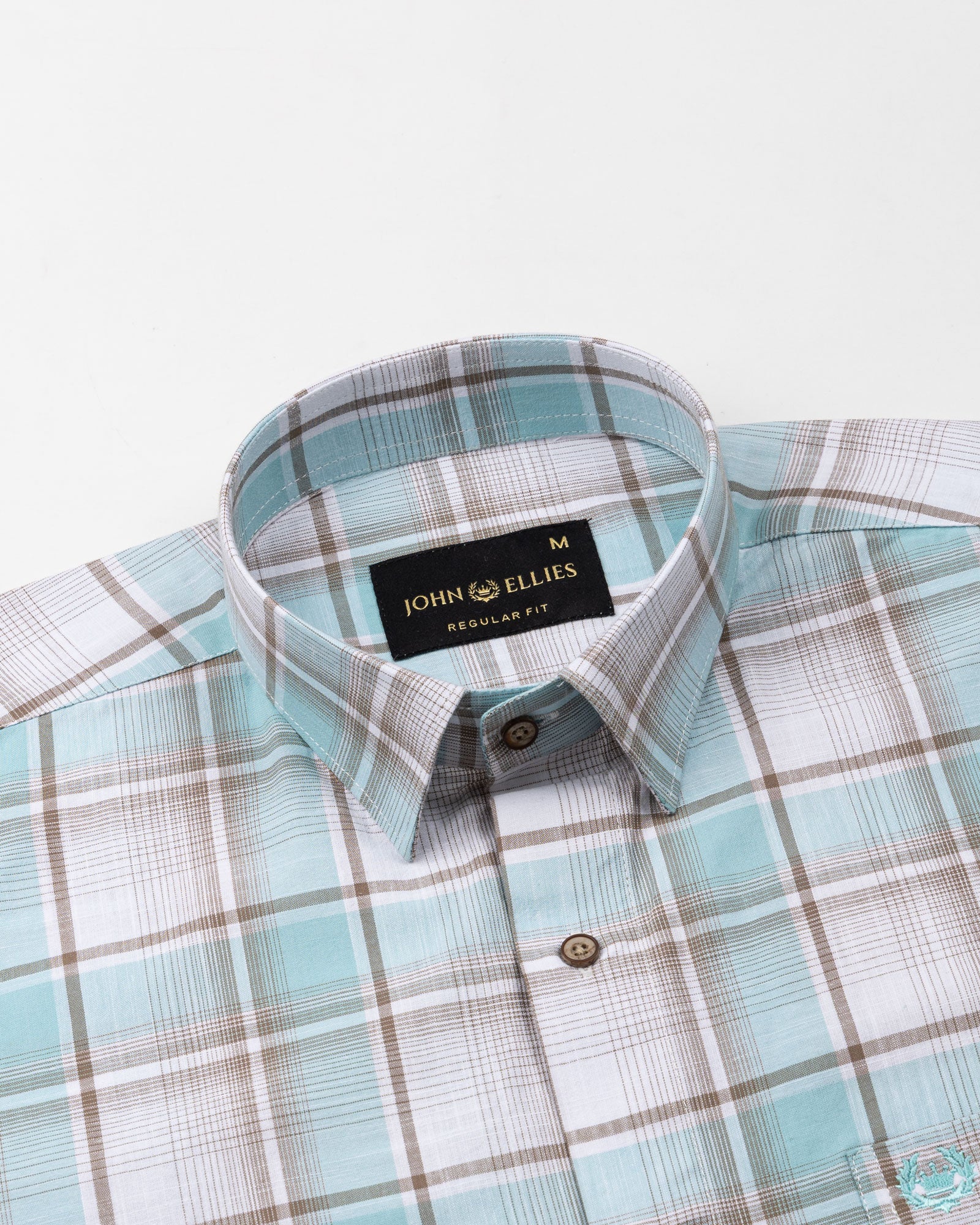 James Sky Blue Check Linen Shirt - John Ellies