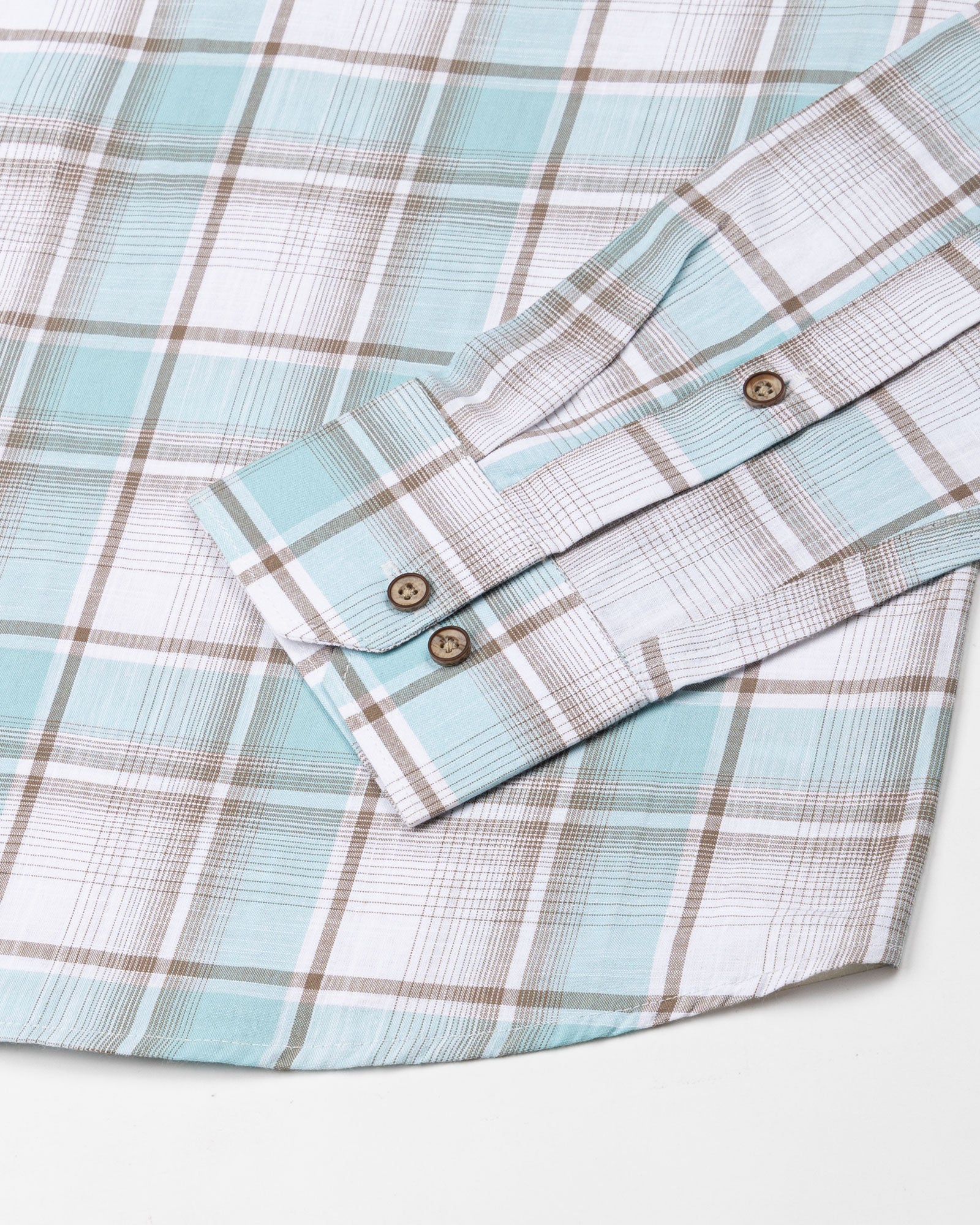 James Sky Blue Check Linen Shirt - John Ellies