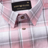 James Pink Check Linen Shirt - John Ellies