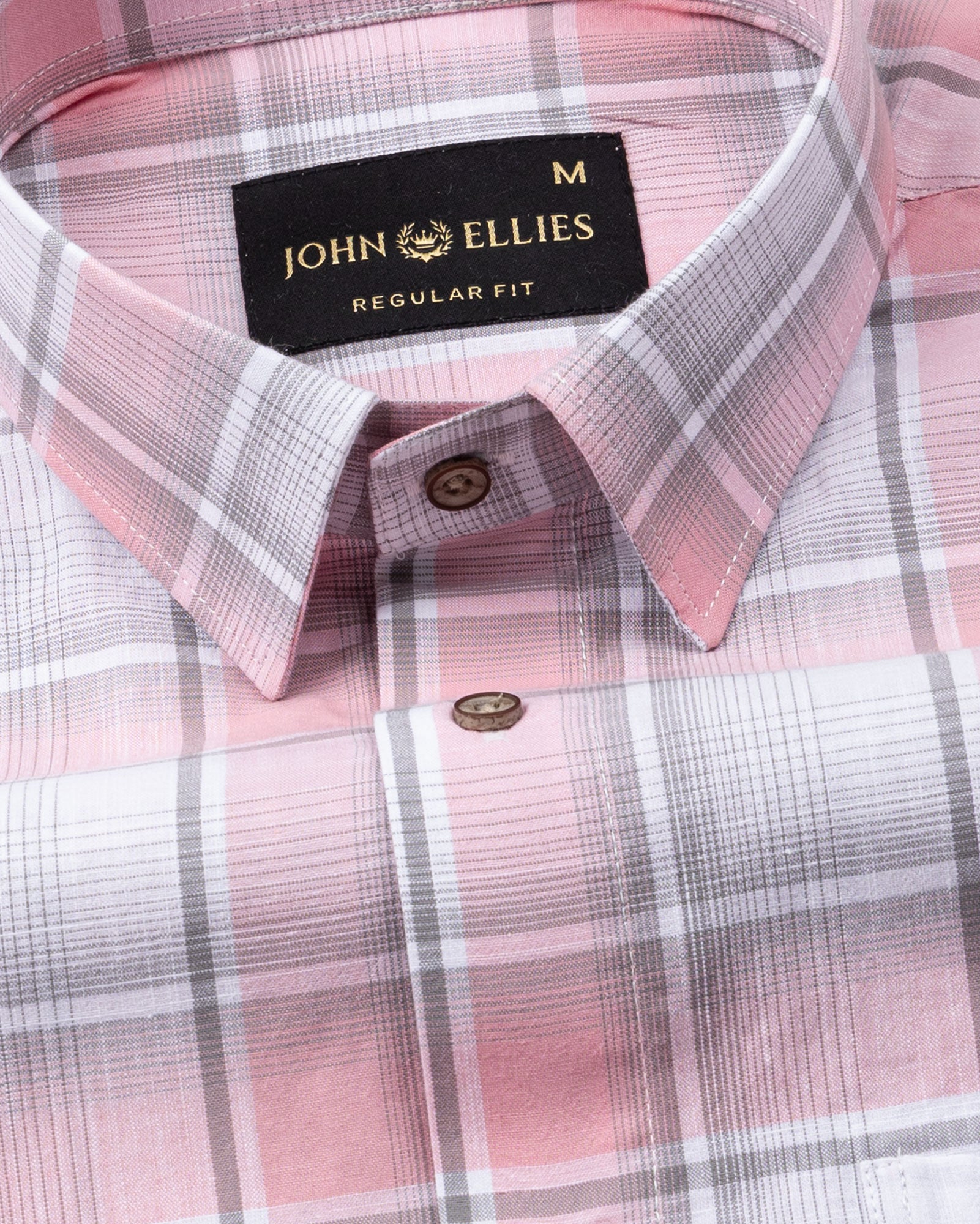 James Pink Check Linen Shirt - John Ellies