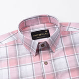 James Pink Check Linen Shirt - John Ellies