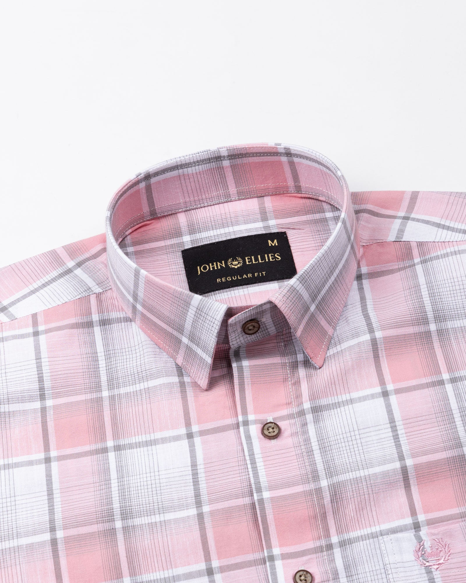 James Pink Check Linen Shirt - John Ellies