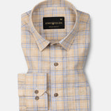 James Yellow Check Linen Shirt - John Ellies