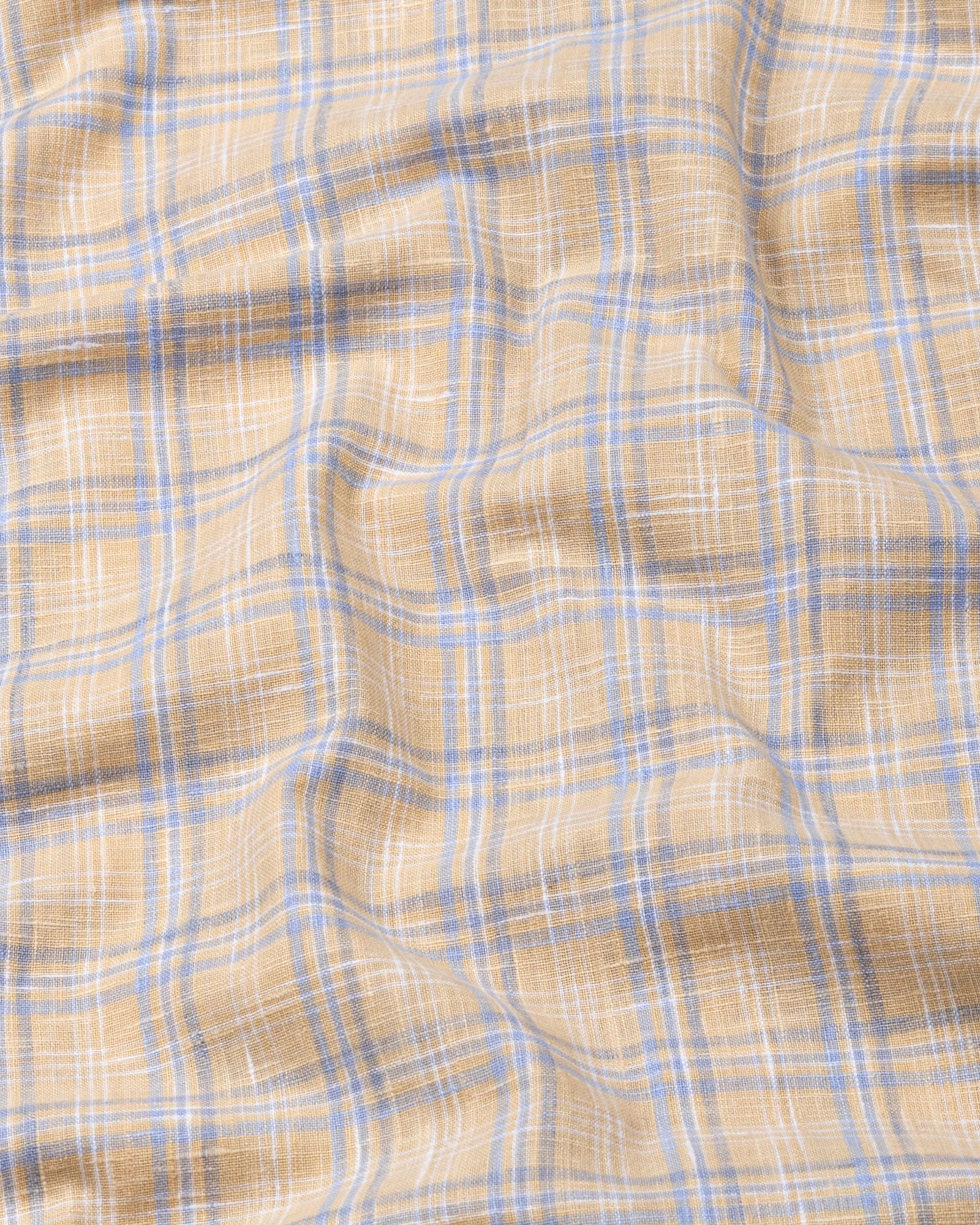 James Yellow Check Linen Shirt - John Ellies