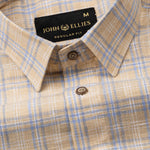 James Yellow Check Linen Shirt - John Ellies