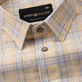 James Yellow Check Linen Shirt - John Ellies