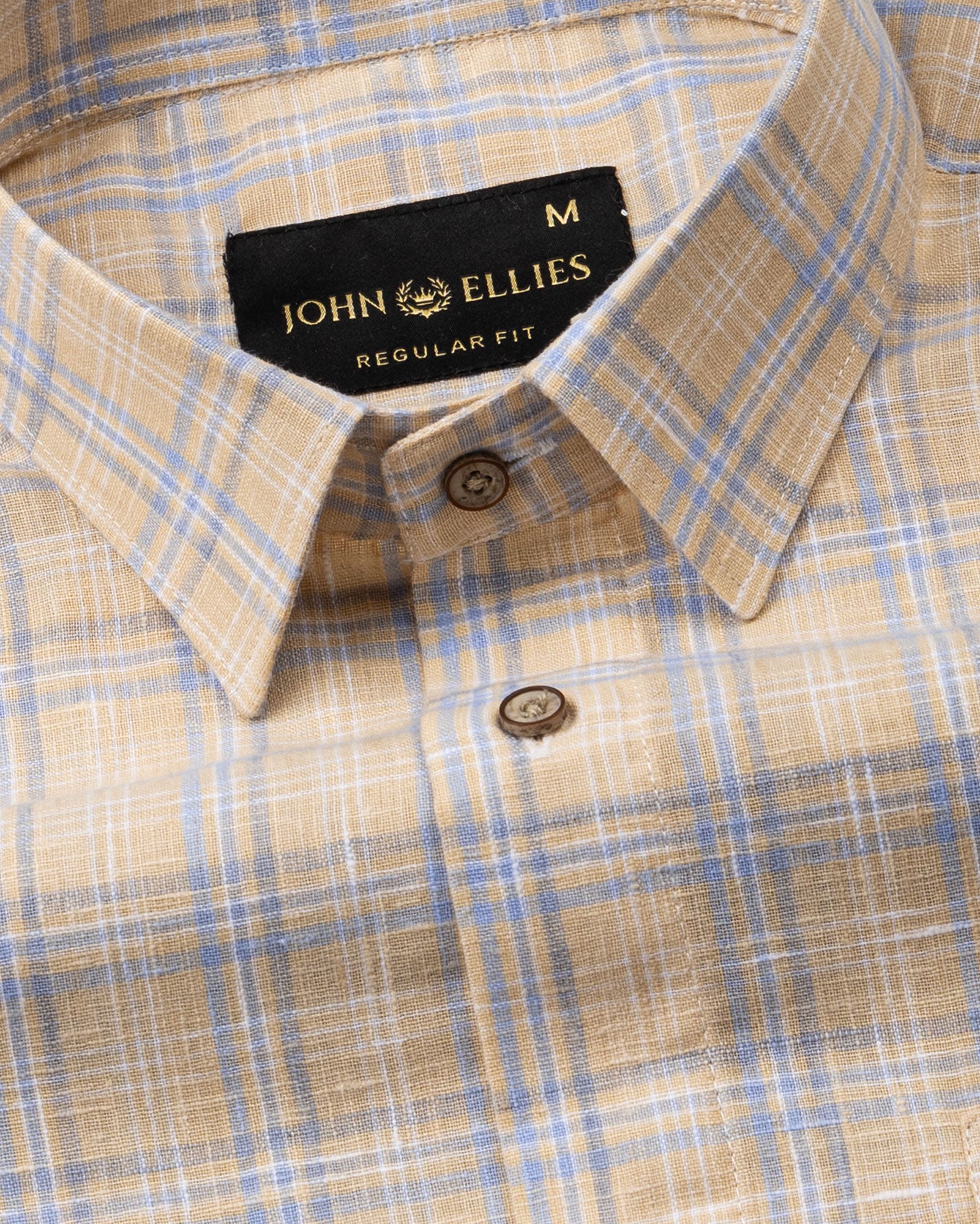 James Yellow Check Linen Shirt - John Ellies