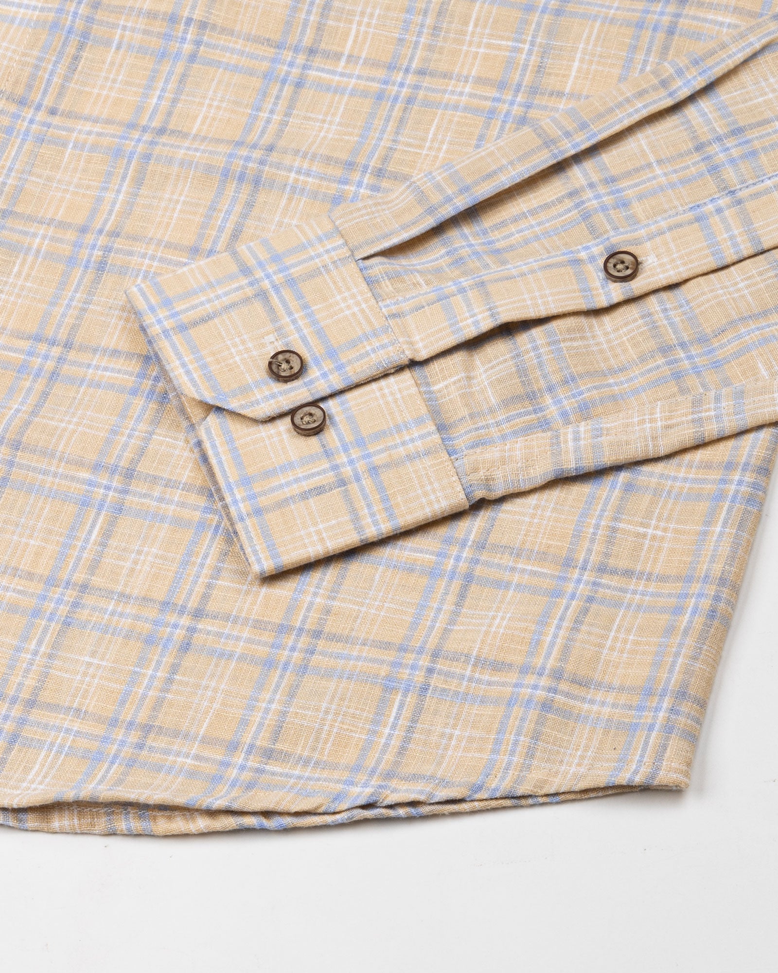 James Yellow Check Linen Shirt - John Ellies